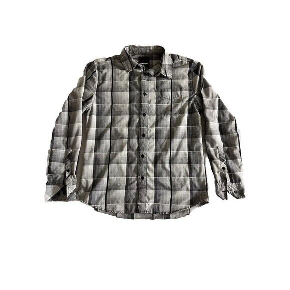 Tony Hawk Shirt  Size Mens‎ Medium Gray Line Stripe Long Sleeve Button Up - Picture 1 of 10